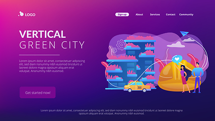 Image showing Vertical green city concept landing page.