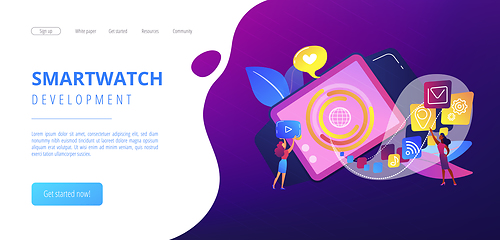 Image showing Smartwatch app concept landing page.