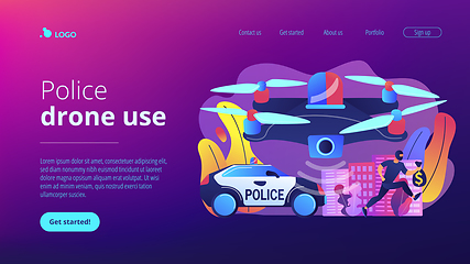 Image showing Law enforcement drones concept landing page.