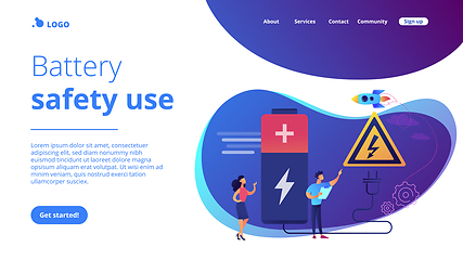 Image showing Safety battery concept landing page.