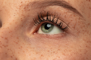 Image showing Beautiful young woman\'s eye close-up, perfect skincare concept