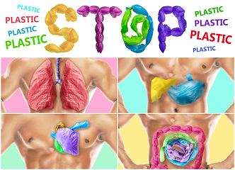 Image showing We are what we eat - concept of environmental pollution of plastic