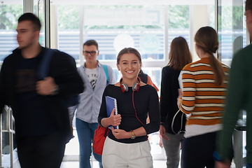 Image showing famel student with modern technology in school