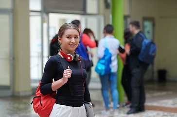 Image showing famel student with modern technology in school