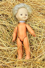 Image showing doll lost on the hay