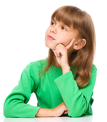 Image showing Portrait of a pensive little girl