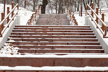 Image showing ladder in the city park winter