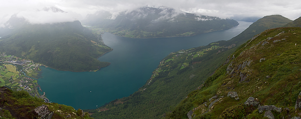 Image showing View from Hoven Mountain, Nordfjord, Norway