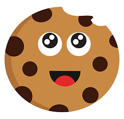 Image showing Bitten chocolate biscuit illustration color vector on white back
