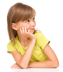 Image showing Portrait of a pensive little girl