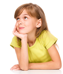 Image showing Portrait of a pensive little girl