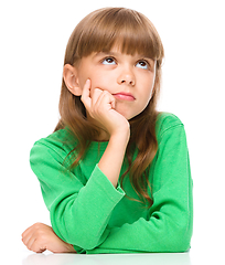 Image showing Portrait of a pensive little girl