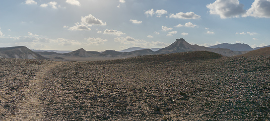 Image showing Trekking in Negev dramatic stone desert, Israel 