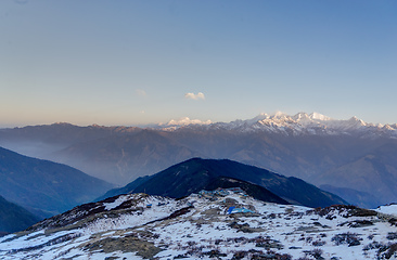 Image showing Snow mountains peak in Nepal Himalaya 