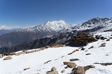 Image showing Snow mountains peak in Nepal Himalaya 