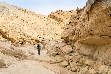 Image showing Hiking in israeli stone desert