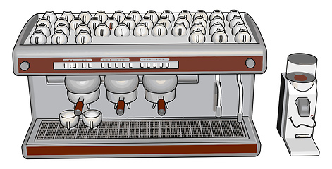 Image showing 3D vector illustration of an espresso maker white background