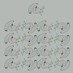 Image showing A pattern of cucumber tomato and herbs vector or color illustrat