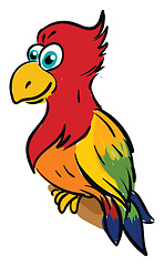 Image showing Cute smiling colorful parrot vector illustration on white backgr