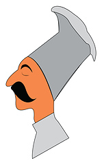 Image showing Side view of the face of a chef wearing his long cap vector colo