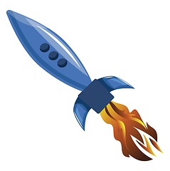 Image showing Flying blue rocket vector illustration on white background.