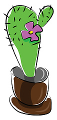 Image showing Painting of a tall blooming cactus plant vector color drawing or