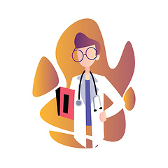 Image showing Female doctor with round glasses minimalistic vector occupation 