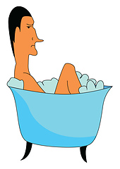 Image showing A boy in a bath tub, vector color illustration.