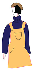 Image showing Abstract portrait of a girl in yellow overalls purple turtleneck