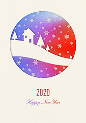 Image showing Happy new year 2020 rainbow vintage card