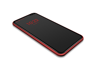 Image showing All-screen black and red smartphone mockup isolated on white. 3D