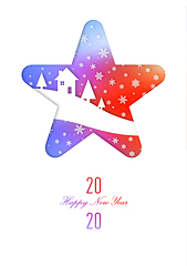 Image showing Happy new year 2020 rainbow vintage card