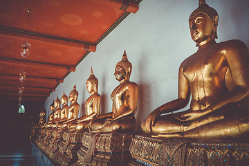 Image showing Buddha statues in Wat Pho, Bangkok, Thailand