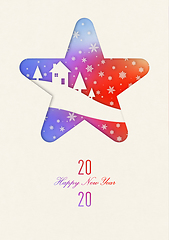 Image showing Happy new year 2020 rainbow vintage card