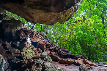 Image showing Buddha in cave, Wat Suwan Kuha temple, Thailand