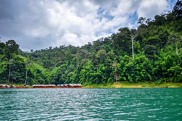 Image showing Floating village in Cheow Lan Lake, Khao Sok, Thailand