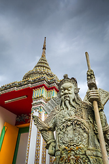 Image showing Chinese Guard statue in Wat Pho, Bangkok, Thailand