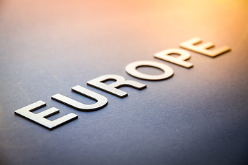 Image showing Word Europe written with white solid letters