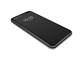 Image showing All-screen black smartphone mockup isolated on white. 3D render