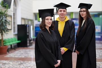 Image showing Group of diverse international graduating students celebrating