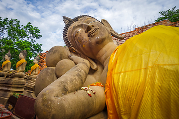 Image showing Reclining Buddha, Wat Phutthaisawan temple, Ayutthaya, Thailand