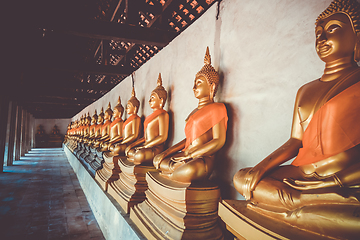 Image showing Gold Buddha statues, Wat Phutthaisawan temple, Ayutthaya, Thaila