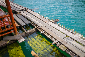 Image showing Floating bungalow in Cheow Lan Lake, Khao Sok, Thailand