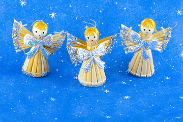 Image showing Straw Christmas Angels