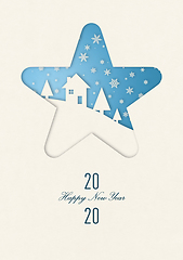 Image showing Happy new year 2020 winter card in star frame