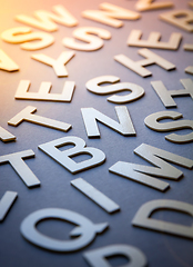 Image showing Mixed letters pile closeup photo