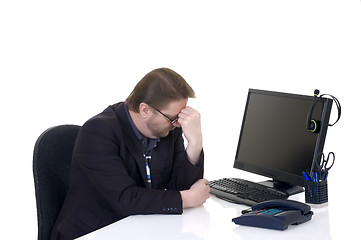 Image showing Businessman on desk 