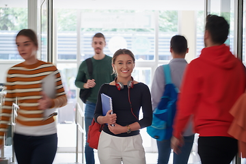 Image showing famel student with modern technology in school