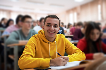 Image showing student taking notes while studying in high school