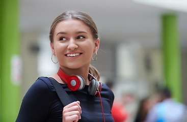 Image showing famel student with modern technology in school